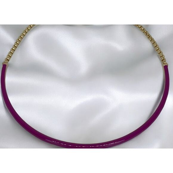 Gold Tone Collar Necklace Enamel Chain Choker Stylish Stunning Shiny Elegant NWT - Picture 1 of 16